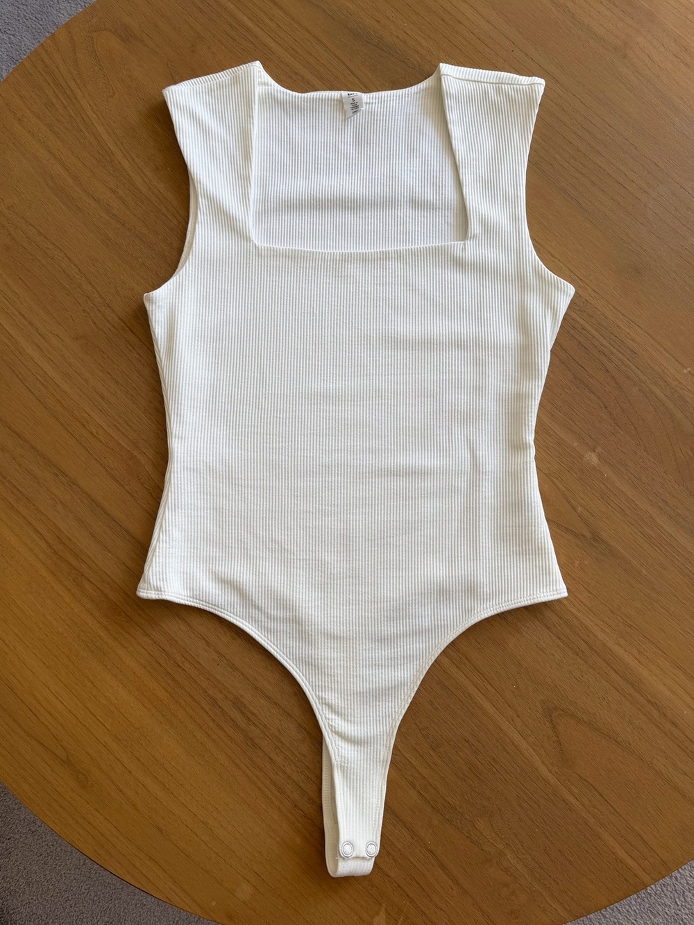 BP Nordstroms Classic Ribbed White Square Neckline Bodysuit